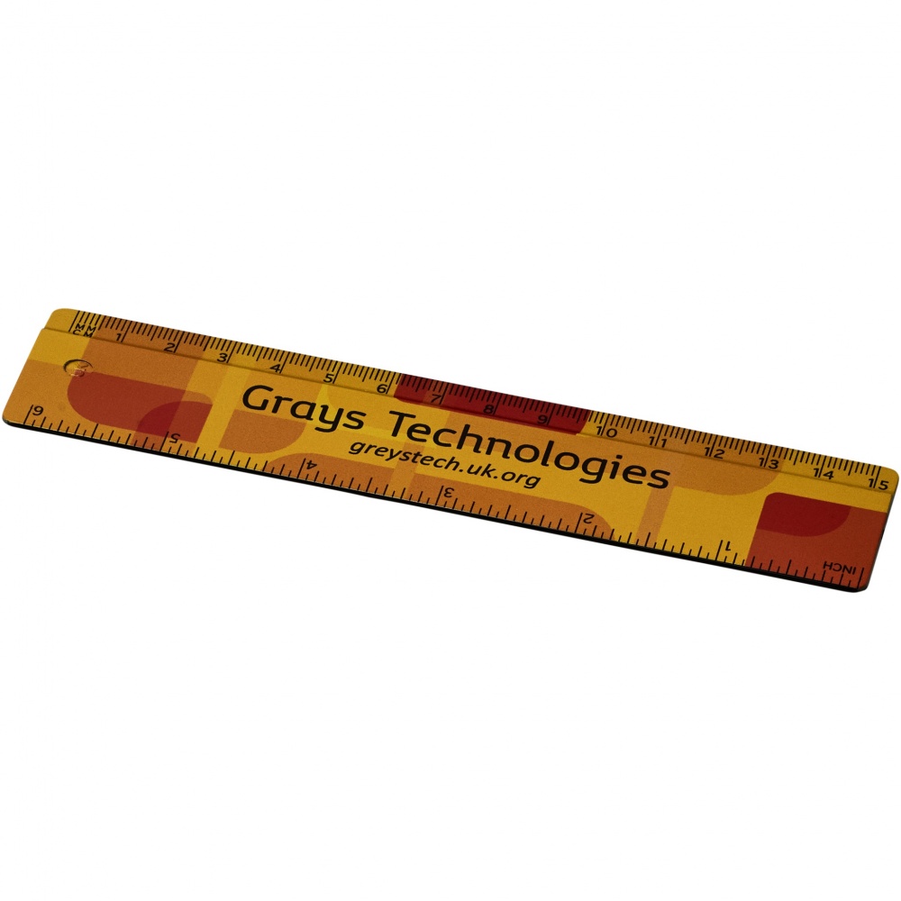 Logo trade promotional items image of: Terran 15 cm ruler from 100% recycled plastic